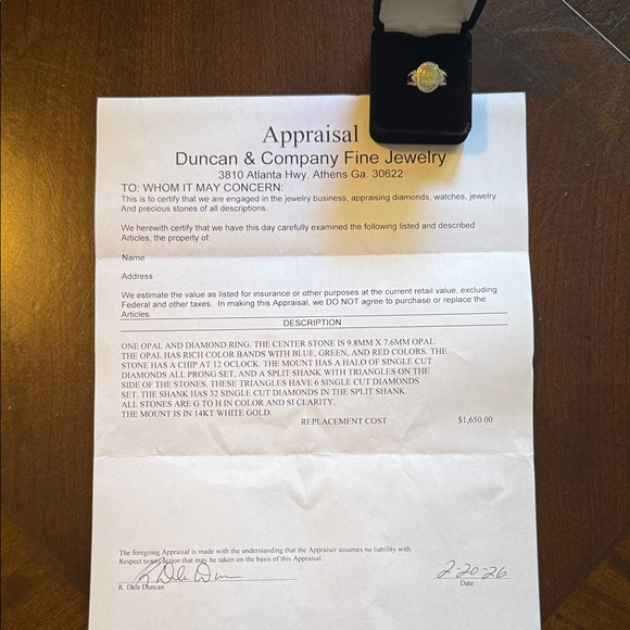 Natural Opal and Diamond Ring 14k White Gold - Picture 14 of 17